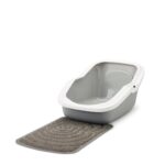 SAVIC ASEO Gris avec bord blanc - bac à litière ouvert pour chat - 56x39x27,5 cm - 1 pièce.