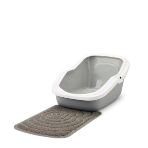 SAVIC ASEO Gris avec bord blanc - bac à litière ouvert pour chat - 56x39x27,5 cm - 1 pièce.