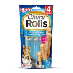 INABA Churu Rolls Chicken recipe wraps Tuna with scallop recipe - Friandise pour chat - 4x10 g