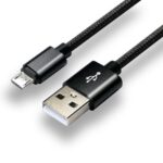 everActive câble micro USB 1m - Noir, tressé, support de charge rapide, 2.4A - CBB-1MB