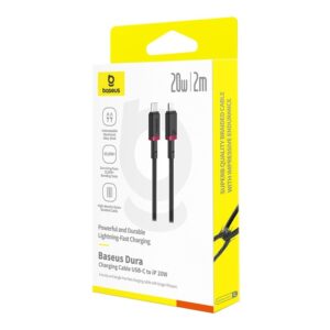 Baseus Dura Câble de charge rapide de type C pour iP 20 W 2 m Noir, Rouge