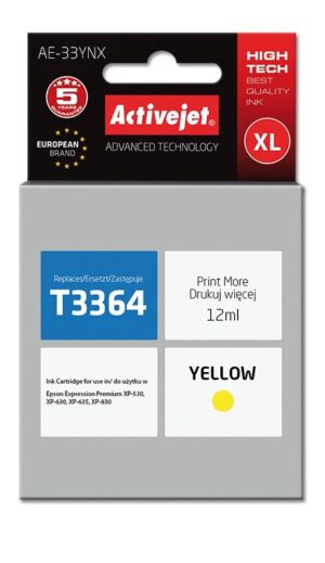 Activejet Encre AE-33MNX (remplacement Epson 33XL T3363 ; Suprême ; 12 ml ; rouge)