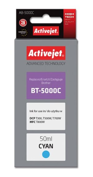 Activejet Encre AB-5000C (remplacement Brother BT-5000C ; Supreme ; 50 ml ; bleu)