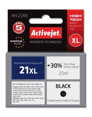 Activejet Encre AH-21RX (remplacement HP 21XL C9351A ; Premium ; 20 ml ; noir)