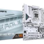 GIGABYTE B850 EAGLE WIFI7 ICE Carte mère - Processeurs AMD Ryzen série 9000, VRM numérique 8+2+2 phases, jusqu'à 8200 MHz DDR5 (O.C.), 1x M.2 PCIe 5.0 + 2x M.2 PCIe 4.0, Wi-Fi 7, LAN 2.5 GbE, USB 3.2 Gen 2