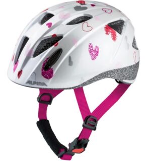 Casque de vélo Alpina Ximo, blanc avec des cœurs, 49-54