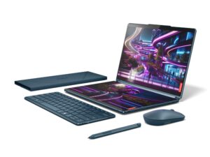 Lenovo Yoga Book 9 13IMU9 Intel Core Ultra 7 155U Hybride (2-en-1) 33,8 cm (13.3") Écran tactile 2.8K 32 Go LPDDR5x-SDRAM 512 GB SSD Wi-Fi 6E (802.11ax) Windows 11 Home Bleu + Lenovo B210 (GX40Q17225)