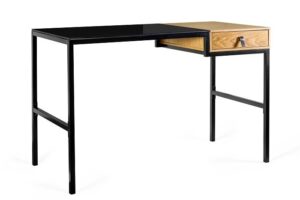 Bureau avec tiroir Unique LESTE 120 x 60 cm noir/chêne