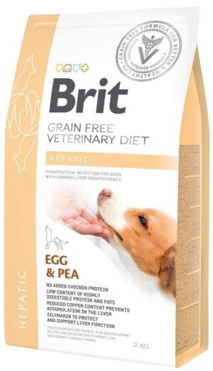 BRIT Grain Free Veterinary Diet Hepatic Egg&Pea - aliment sec pour chien - 2 kg