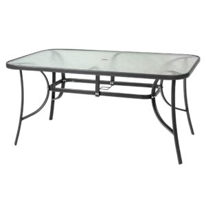 Table de jardin avec plateau en verre NEPTUN 150x90x70