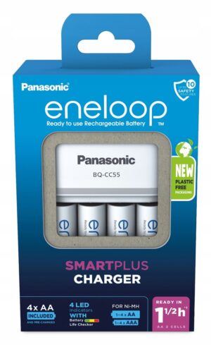 Chargeur de batterie PANASONIC Eneloop Smartplus BQ-CC55 + 4x AA 2000 mAh (K-KJ55MCD40E)