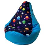 Sako sac pouf imprimé poire bleu planètes L 105 x 80 cm