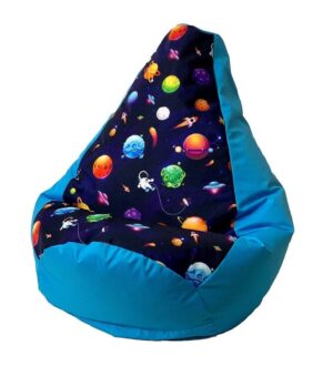 Sako sac pouf imprimé poire bleu planètes L 105 x 80 cm