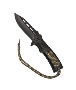 Couteau pliant Mil-Tec Paracord avec platine à silex - Camo