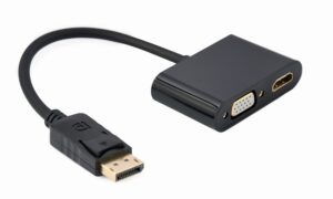 Gembird A-DPM-HDMIFVGAF-01 Câble adaptateur DisplayPort mâle vers HDMI femelle + VGA femelle, noir
