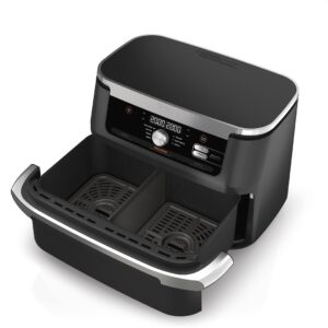 Ninja AF500EU friteuse Double 10,4 L Autonome 2470 W Friteuse d’air chaud Noir, Acier inoxydable