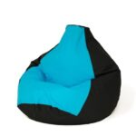 Sac Sako pouf Poire noir et bleu XL 130 x 90 cm