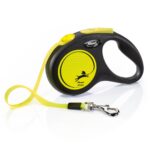 Flexi New NEON 5 m Noir, Jaune Chien Laisse avec enrouleur