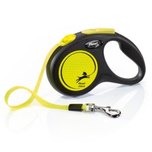 Flexi New NEON 5 m Noir, Jaune Chien Laisse avec enrouleur