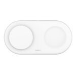 Belkin WIZ021VFWH - Socle de recharge sans fil 2-en-1 avec technologie Qi2 15 W, blanc