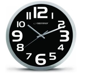 Esperanza EHC013K Wall Clock - Zurich - Black Horloge à quartz Ovale Noir, Blanc