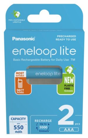 Batteries rechargeables PANASONIC ENELOOP LITE AAA 550 mAh 2 szt (BK-4LCCE/2CP)