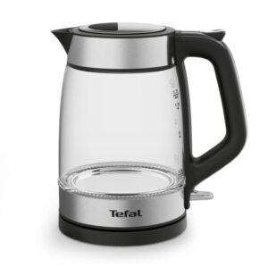 Tefal Glass Kettle KI605830 bouilloire 1,7 L 2200 W Noir, Argent, Transparent