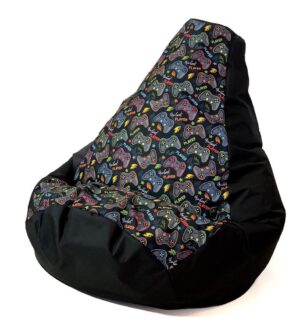 Sac Sako pouffe Impression poire noir-pad joueur XL 130 x 90 cm