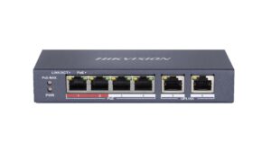 Hikvision DS-3E0106P-E/M Liens réseau Fast Ethernet (10/100) Support PoE Bleu