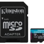 Kingston Technology Carte microSDXC Canvas Go Plus Gen4 200 Mo/s A2 U3 V30 512 Go + adaptateur