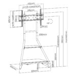Maclean, support d'angle/télévision sur pied, style Bauhaus, étagères en bois à deux niveaux, 40kg max, 37-75'', MC-455