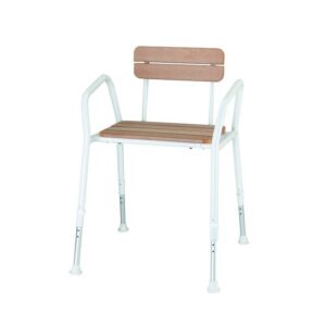 Chaise de douche en bois avec dossier