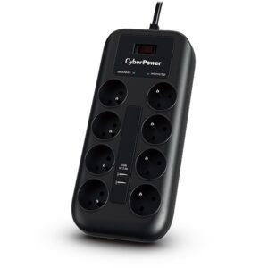 CyberPower Tracer III P0820SUF0-FR protection surtension Noir 8 sortie(s) CA 200 - 250 V 1,8 m